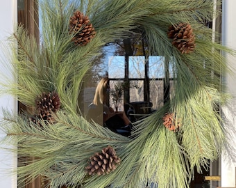 PLEASE READ DESCRIPTION Below ~ 30" Long-Needle Pine Wreath with Pinecones ~ Great Christmas Garland