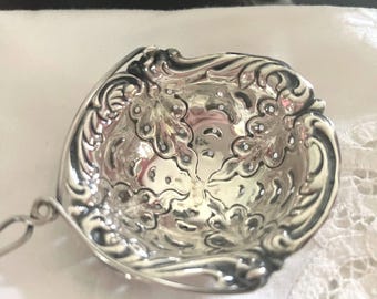 Colador de té antiguo de plata de Simons Brothers ~ Colador de té tipo tetera ~ Plata de ley