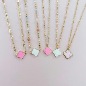 Pink or White Quatrefoil Necklace Phi Mu