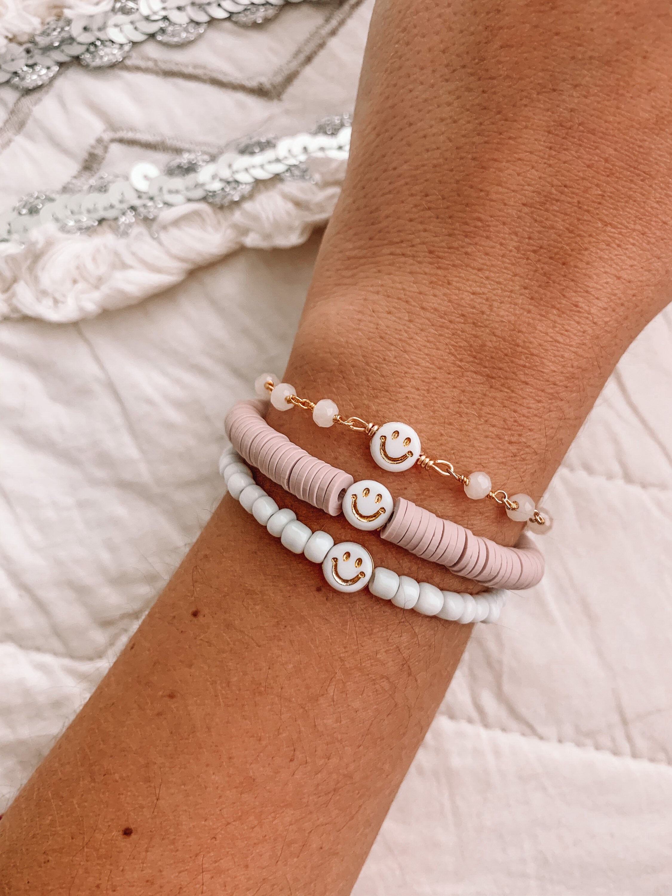 Keep Smilin’ Smiley Face Beaded Bracelet