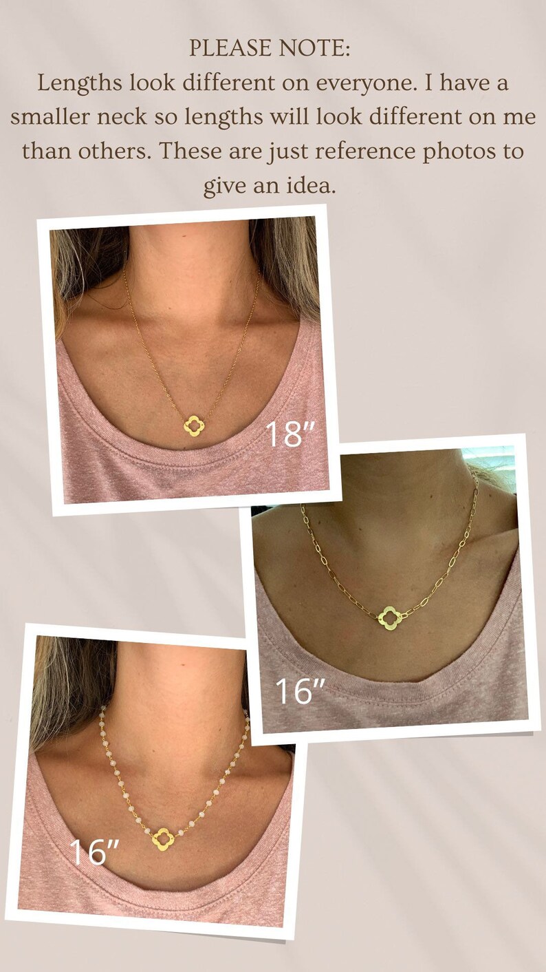 Gold Plated Quatrefoil Beaded Chain Necklace Phi Mu gift