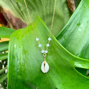 Cowrie Shell With Beaded Chain Necklace Gold Plated or Gold Filled - Etsy