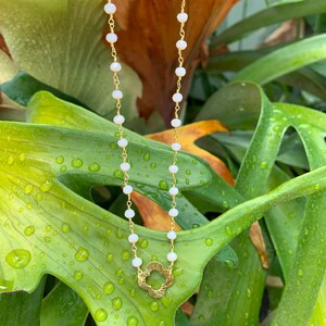 Gold Plated Quatrefoil Beaded Chain Necklace Phi Mu gift