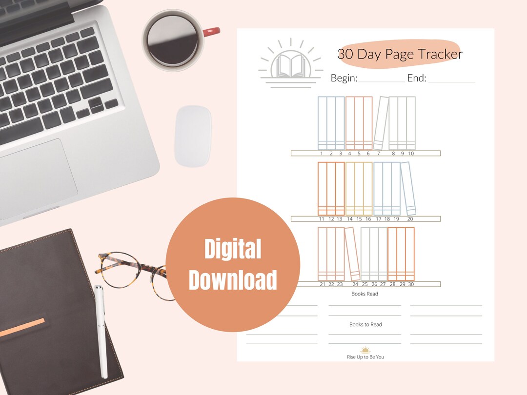 30 Day Page Tracker, Reading Habit Tracker, Planner Printable - Etsy