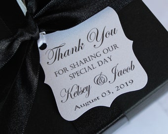 Wedding Thank You Tags -Personalized Wedding Favor Tags- thank you for sharing our special day-Elegant Favor Tags-Set of 50
