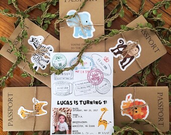 passport to the jungle birthday invitation safari kids etsy