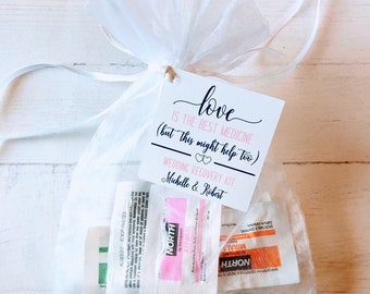 Hangover Kit Bag & Tag- Wedding Recovery Kit- DIY Hangover Kit- Set of 10- bachelorette party