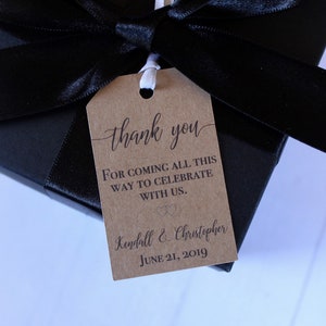 Dank u gunst Tags -gepersonaliseerde bruiloft gunst Tags-bruiloft gunst etiketten-Welkom tas Tags-viering Tags-Set van 24