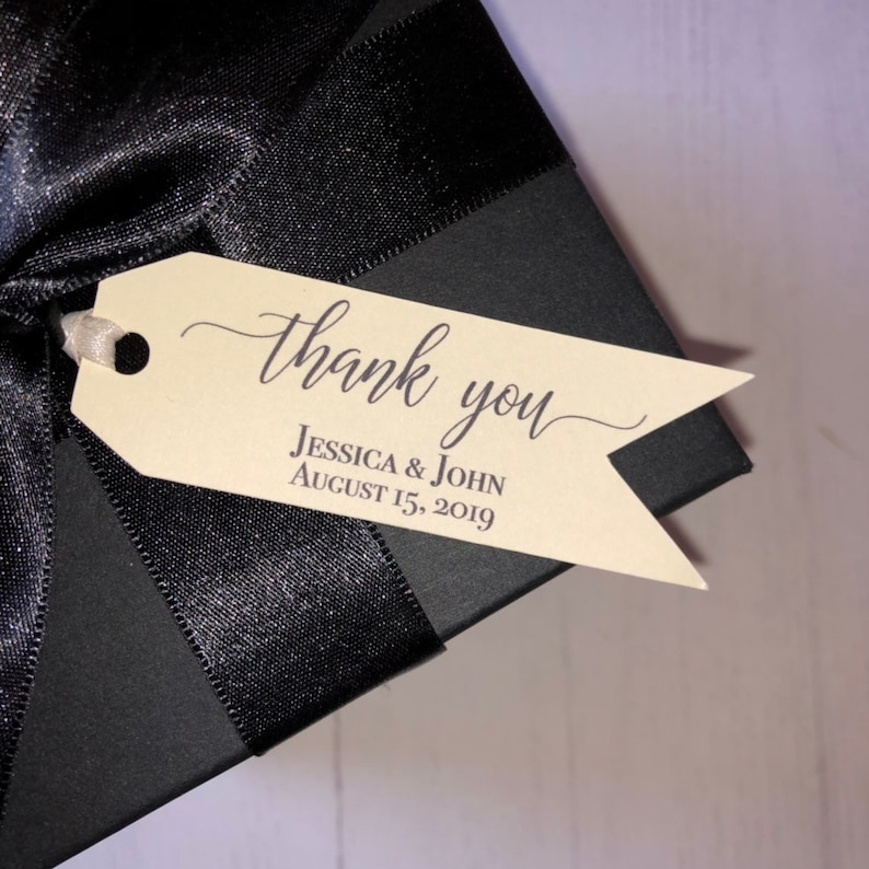 Thank You Tags Personalized Wedding Favor Tags Pennant Favor Tags Elegant Favor Tags-Set of 50