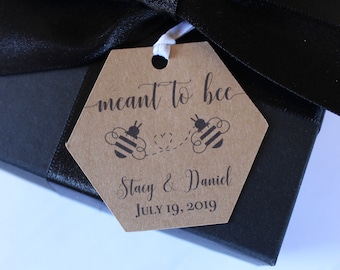 Meant to Bee Favor Tags -Personalized Wedding Favor Tags- Wedding Favor Labels-Honeycomb/HexagonTags-Set of 50