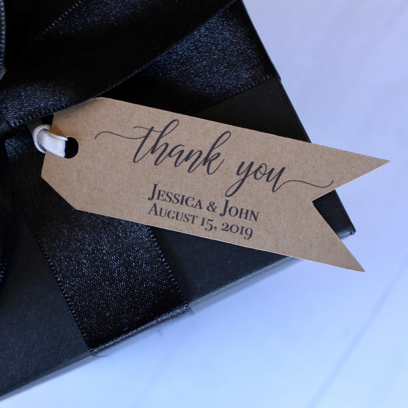 Thank You Tags Personalized Wedding Favor Tags Pennant Favor Tags Elegant Favor Tags-Set of 50