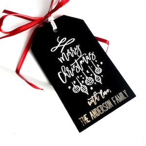 Christmas Gift Tags - Personalized Foil Luxe Christmas Tags - Black & Gold Foil Holiday Gift Labels- Custom Xmas Tags