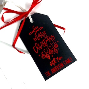 Elegant Christmas Gift Tags - Personalized Foil Luxe Christmas Tags - Black & Gold Foil Holiday Gift Labels