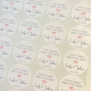 Pegatinas de regalo &quot;El amor es dulce&quot; - Pegatinas de regalo personalizadas - Pegatinas de regalo personalizadas - Etiquetas de regalo - Etiquetas de regalo para boda