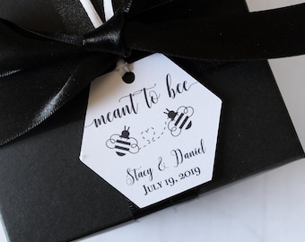 Meant to Bee Favor Tags -Honey Personalized Wedding Favor Tags- Wedding Favor Labels-Honeycomb/HexagonTags-Set of 24