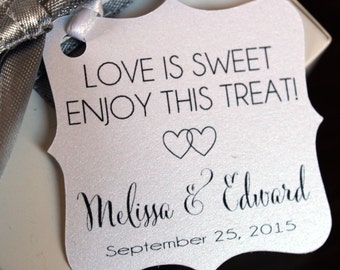 Love is Sweet Favor Tags - Wedding Favor Thank You Tags -Personalized Wedding Favor Tags- Take home this treat -Elegant Favor Tags-Set of 24