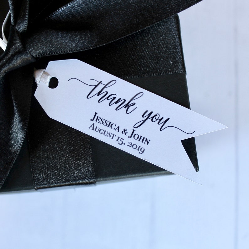 Thank You Tags Personalized Wedding Favor Tags Pennant Favor Tags Elegant Favor Tags-Set of 50