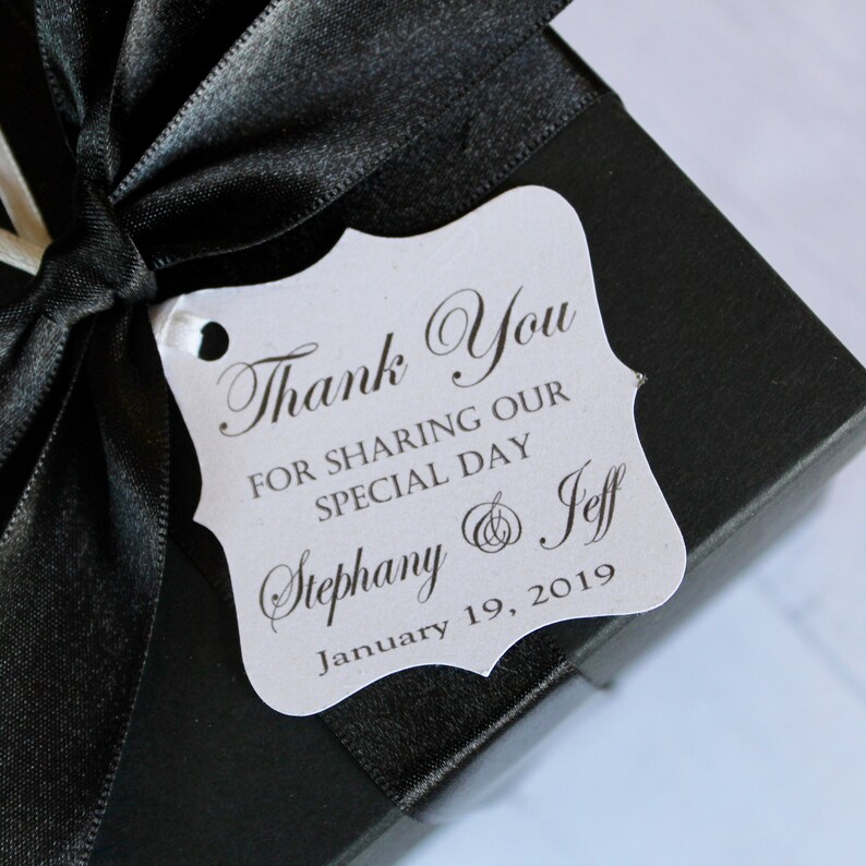 Personalized Wedding Favor Tags thank you for sharing our special day-Elegant Favor Tags-Set of 50 Wedding Favor Thank You Tags