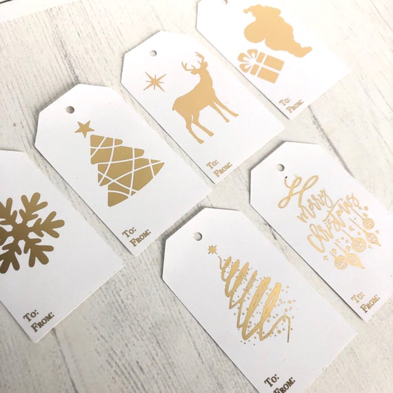 CHRISTMAS GIFT TAGS WHITE W/GOLD CHRISTMAS GIFT TAGS WHITE W/GOLD