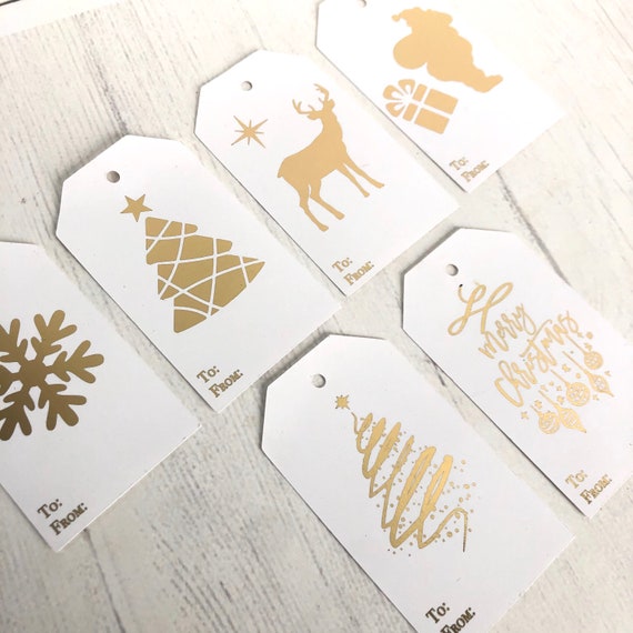 Christmas Tags Gold Foil Gift Tags Xmas Tags Christmas Labels