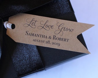 Let Love Grow Tags- Wedding Favor Thank You Tags -Personalized Wedding Favor Tags- Pennant Favor Tags -Succulent Favor Tags-Set of 24