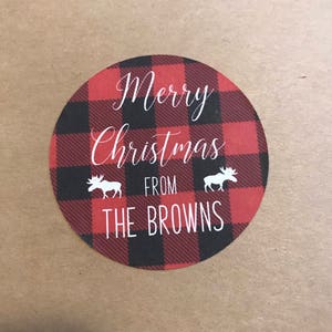 Christmas Stickers - Christmas gift labels- Xmas stickers for gifts - personalized holiday sticker gift tags - buffalo plaid stickers