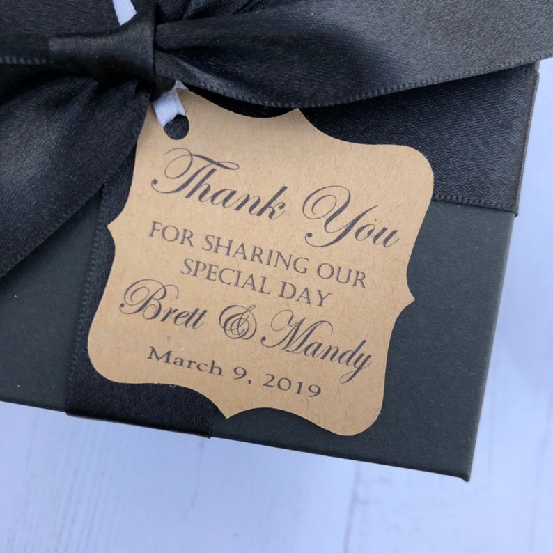 Personalized Wedding Favor Tags thank you for sharing our special day-Elegant Favor Tags-Set of 50 Wedding Favor Thank You Tags