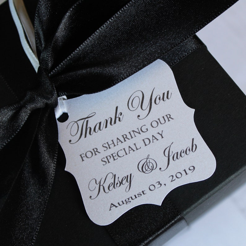 Personalized Wedding Favor Tags thank you for sharing our special day-Elegant Favor Tags-Set of 50 Wedding Favor Thank You Tags