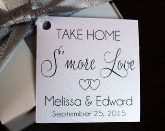 Wedding Favor Tags - Wedding Favor Thank You Tags - Smore Love  Favor Tags - Personalized Wedding Favor Tags - Elegant Favor Tags-Set of 50