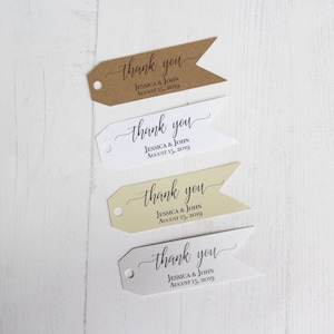 Thank You Tags -Personalized Wedding Favor Tags- Pennant Favor Tags -Elegant Favor Tags-Set of 50