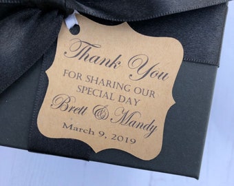 Wedding Thank You Tags -Personalized Wedding Favor Tags- thank you for sharing our special day-Elegant Favor Tags-Set of 24
