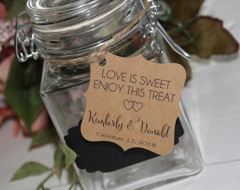 Love is Sweet Favor Tags - Wedding Favor Thank You Tags -Personalized Wedding Favor Tags- Take home this treat -Elegant Favor Tags-Set of 50