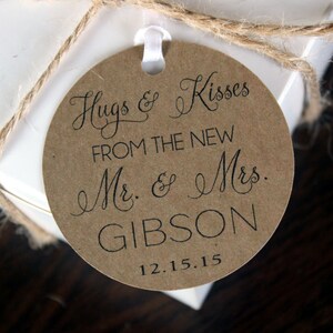 Hugs and Kisses Favor Tags from The New Mr. & Mrs. - Wedding Favor Thank You Tags -Personalized Wedding Favor Tags-  Set of 50