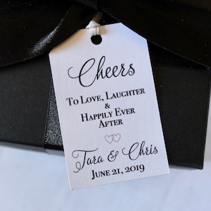 Cheers to Love -Personalized Wedding Favor Tags- Wedding Favor Labels-Happily Ever After Tags-Set of 50