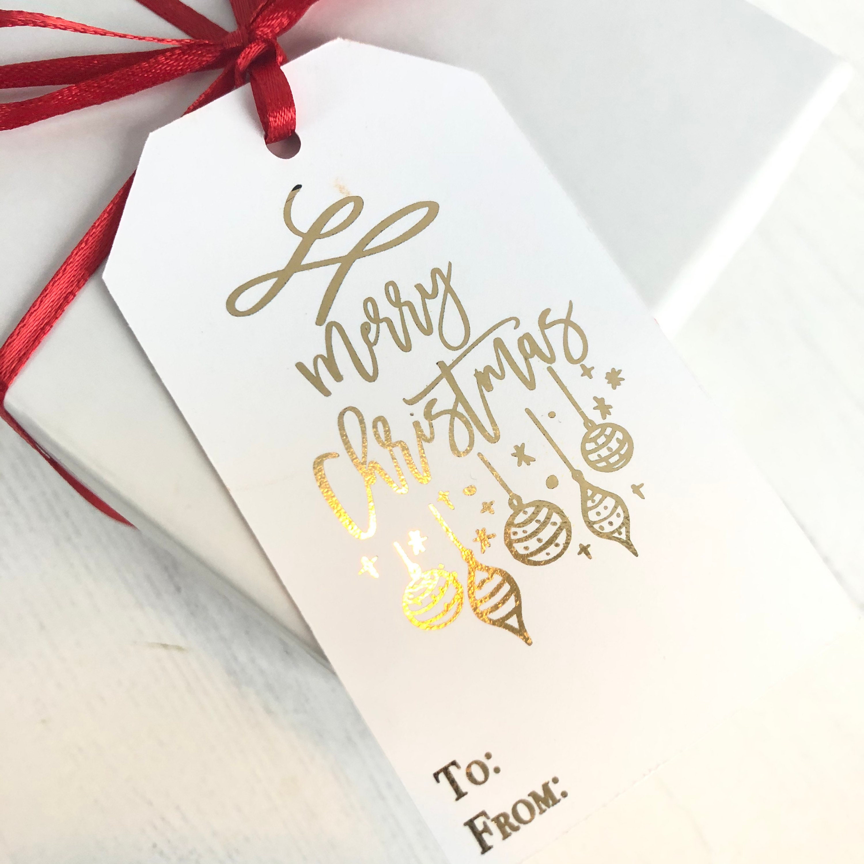Gold Foil Glam Noel Medium Holiday Gift Bag With Tag
