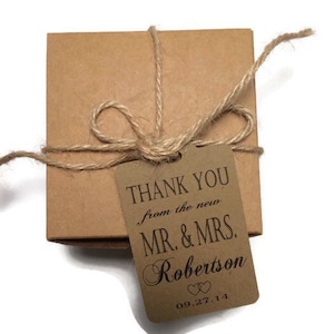 Etiquetas de agradecimiento de boda -Etiquetas personalizadas de recuerdo de boda- las nuevas etiquetas colgantes de agradecimiento de Sr. y Sra.