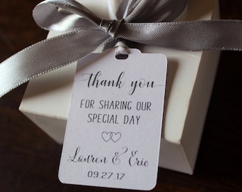 Thank You For Sharing Our Special Day Favor Tags - Wedding Favor Thank You Tags -Personalized Wedding  Tags- Favor Tags-Set of 24