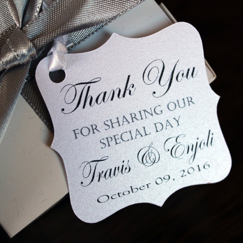 Personalized Wedding Favor Tags thank you for sharing our special day-Elegant Favor Tags-Set of 50 Wedding Favor Thank You Tags