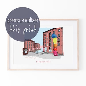 Personalised Liverpool Albert Dock Illustration, Liverpool Landmarks Print