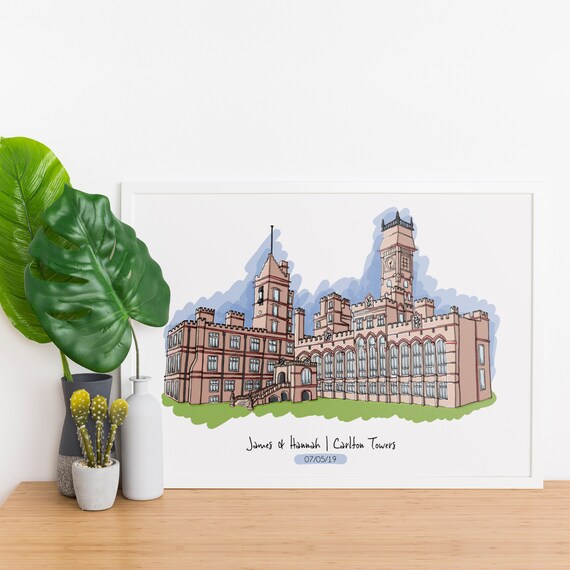 Custom Wedding Venue Portrait, wedding illustration, wedding portrait