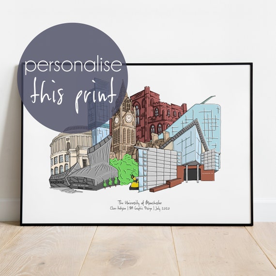 Manchester Graduation Skyline Personalised Print