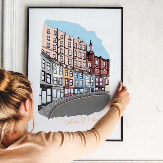 Edinburgh Cityscape Print, City Skyline Art, Edinburgh Landmark Illustration