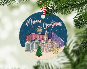 Liverpool Christmas Wooden Bauble, Skyline