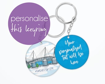 Personalised Manchester City Football keyring, Kids Bag Tag
