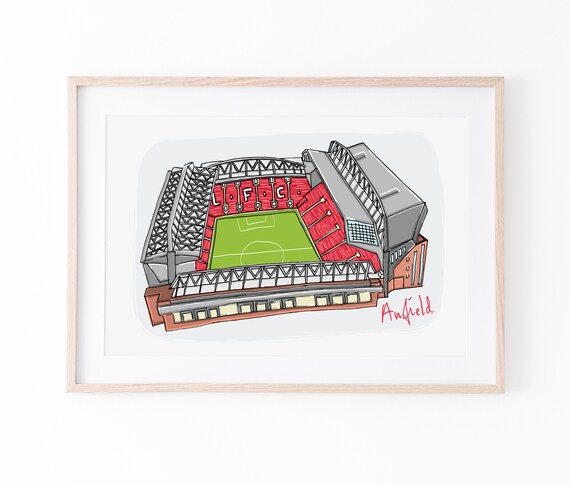 Anfield Print, Liverpool FC Stadium Illustration, Liverpool Wall Art, Football Gift