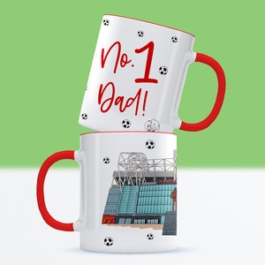Manchester United Dad Football Mug, Father's Day, Old Trafford Stadium, No.1 Dad