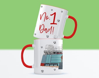 Manchester United Dad Football Mug, Father's Day, Old Trafford Stadium, No.1 Dad