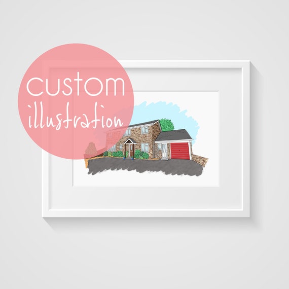 House Portrait Custom, Personalised House Illustration, New Home Gift