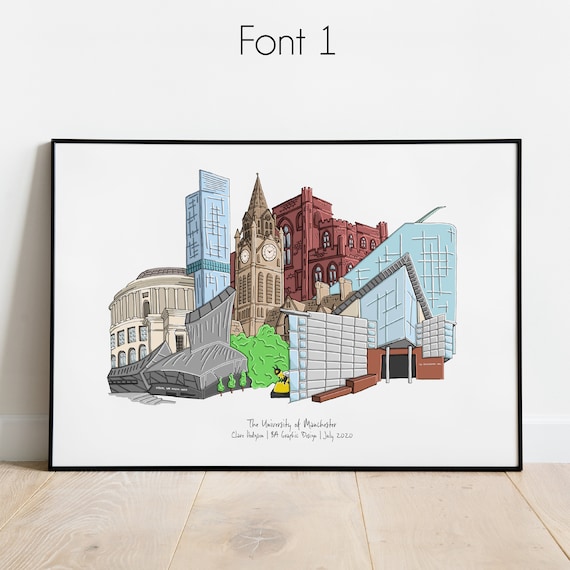 Graduation Manchester, Personalised Print, Manchester Uni Graduation Present, Manchester Graduation Gift