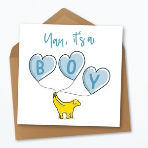 Carte de bébé garçon, C'est un garçon, Carte de bébé Animaux